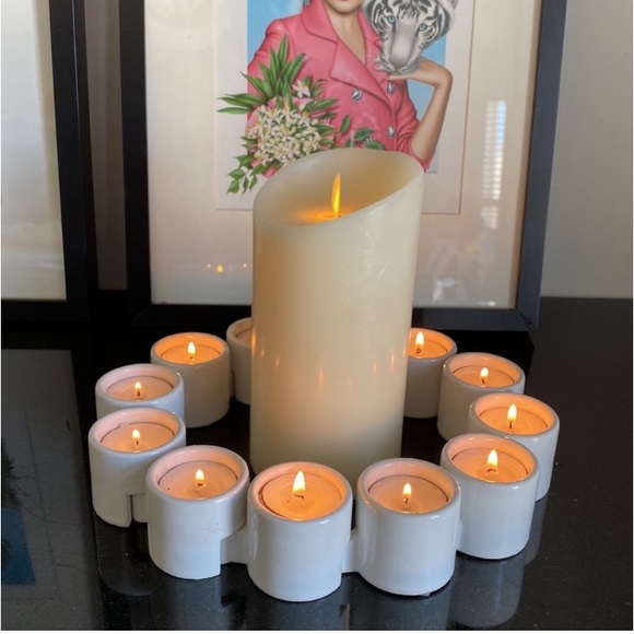 IKEA interlocking white ceramic candle holder! Varmeljushallare Ehlen Johansson - Picture 4 of 12